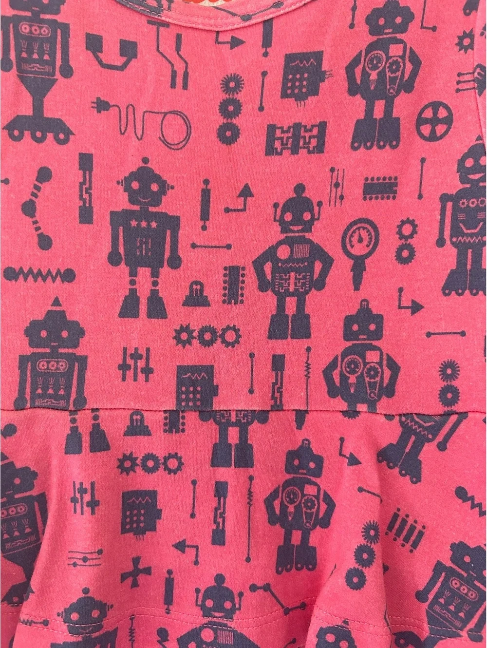 Piccolina 100% CottonTiered Robot Print Dress Size 2T